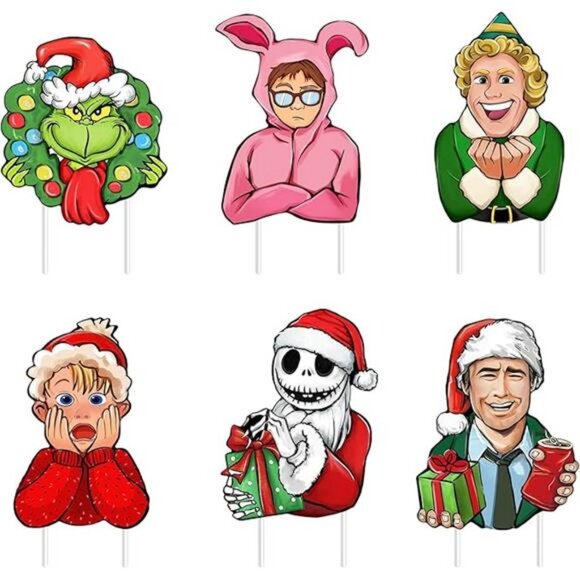 6 Pcs Christmas Classic Movie Yard Sign with Stakes, Jack...
